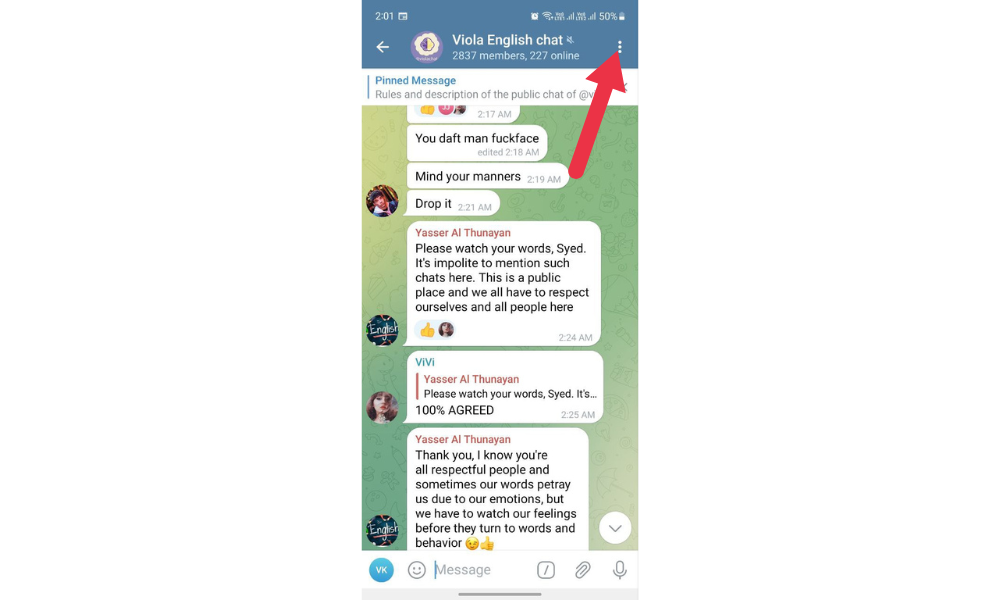 How to see messages from a single person in Telegram step-1