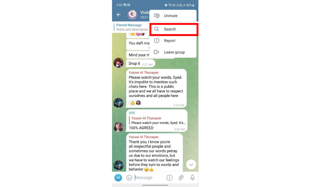 How to see messages from a single person in Telegram step-2