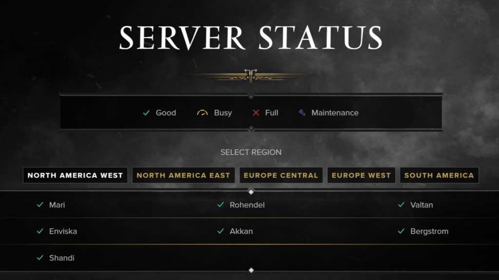 Lost Ark server status page