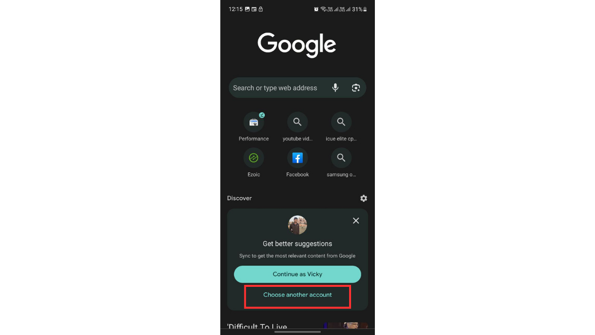 How to switch accounts on Chrome mobile