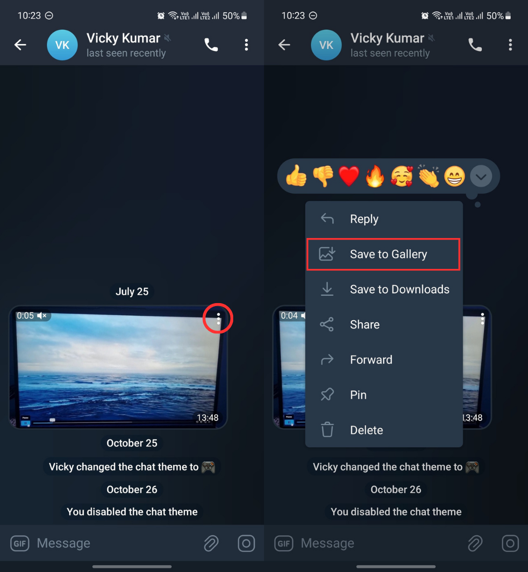 Save to Gallery option in Telegram