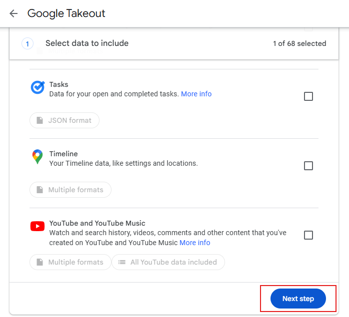Google Takeout NotebookLM data export
