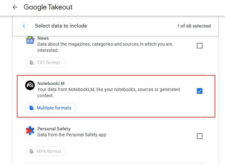 NotebookLM Google Takeout